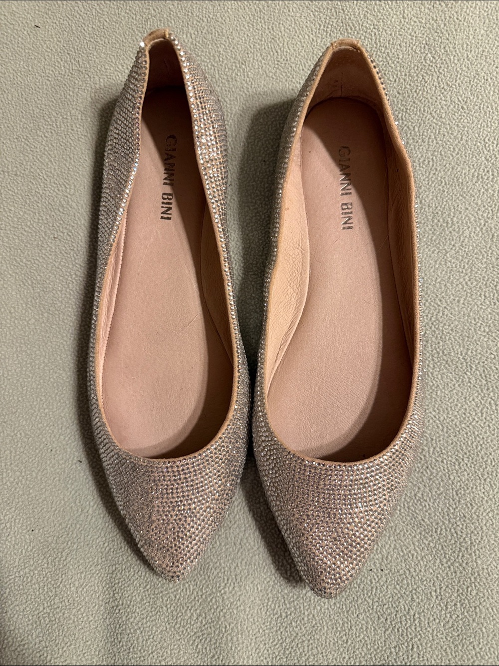 Gianni Bini Rose Gold Crystal Pointed Toe Flats